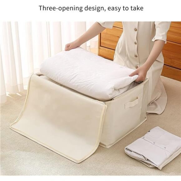 3-Pack Large Canvas Comforter Storage Bags for Clothes Sweater Clothes Organizer - Picture 6 of 7